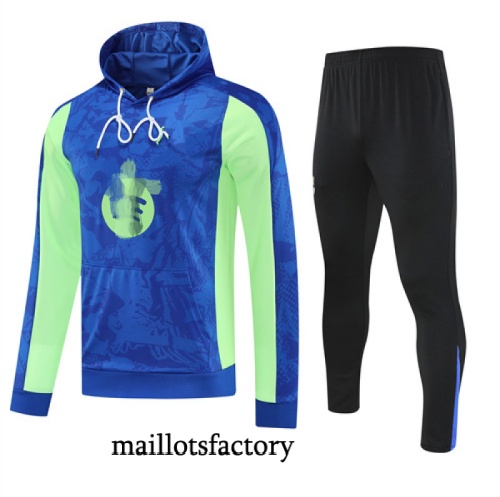 Achetez Survetement Sweatshirt Barcelone à capuche 2025/26 Bleu/Noir/Vert