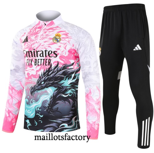 Soldes Survetement Real Madrid 2025/26 Rose/Noir/Blanc