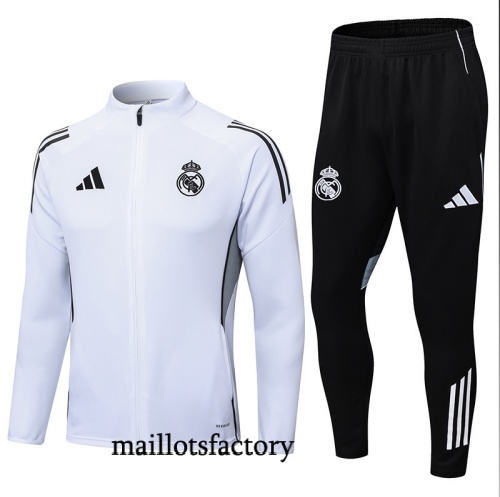 Achetez Veste Survetement Real Madrid 2025/26 Blanc/Noir