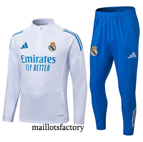 Achetez Survetement Real Madrid 2025/26 Blanc/Bleu