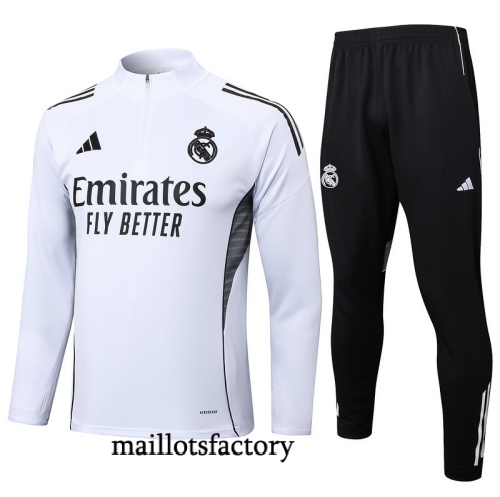 Grossiste Survetement Real Madrid 2025/26 Blanc/Noir