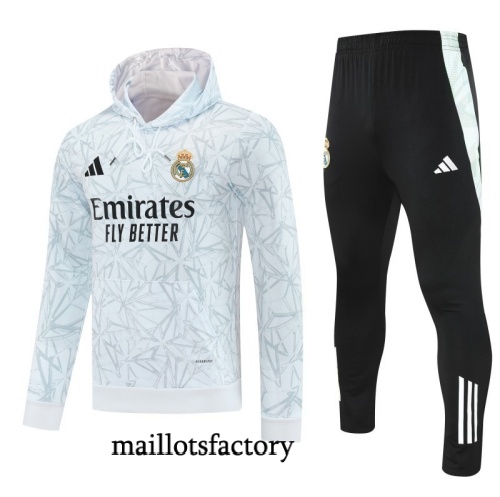 Achetez Survetement Sweatshirt Real Madrid à capuche 2025/26 Blanc/Noir