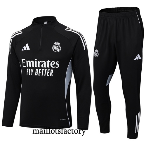 Achat Survetement Real Madrid 2025/26 Noir/Blanc/Gris