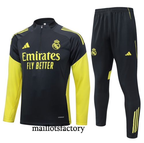 Grossiste Survetement Real Madrid 2025/26 Noir/Jaune