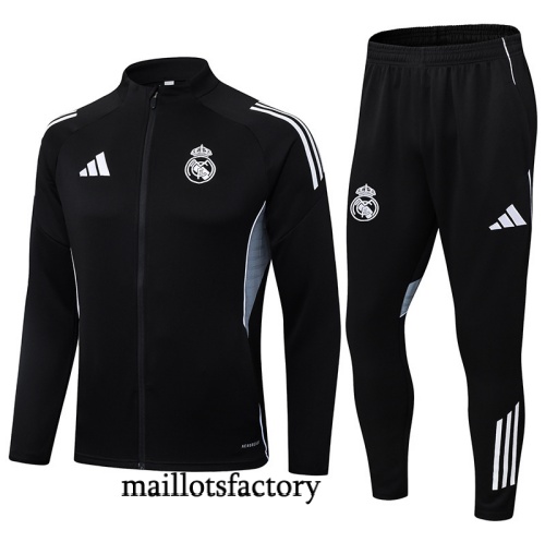 Grossiste Veste Survetement Real Madrid 2025/26 Noir/Blanc