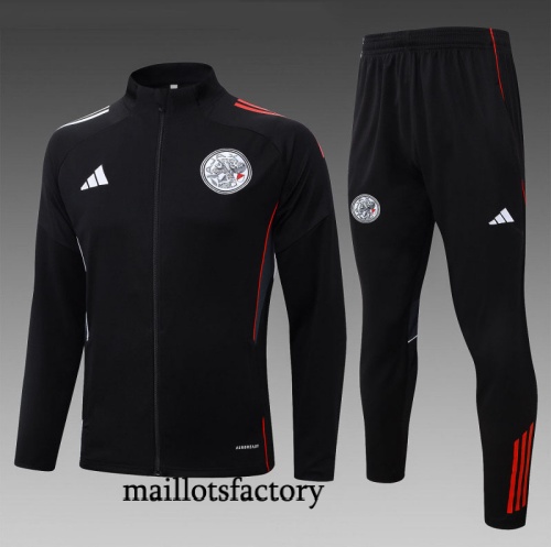 Achat Veste Survetement Enfant Ajax 2025/26 Noir/Rouge/Blanc