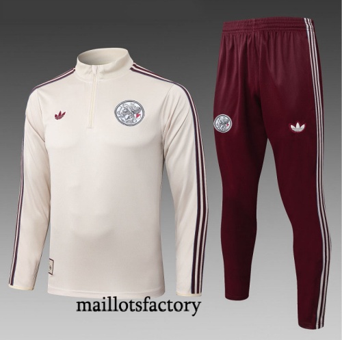 Grossiste Survetement Enfant Ajax 2025/26 Blanc/brune