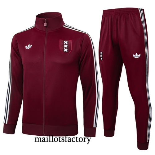 Soldes Veste Survetement Enfant Ajax 2025/26 Rouge/Blanc