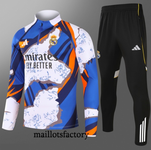 Achat Survetement Enfant Real Madrid 2025/26 Blanc/bleu/Noir