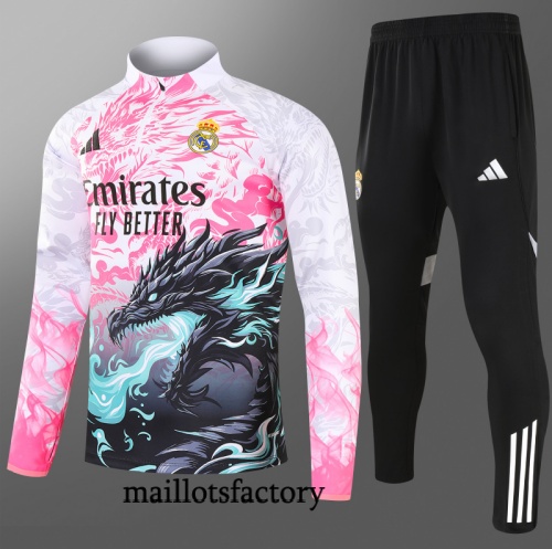 Soldes Survetement Enfant Real Madrid 2025/26 Rose/Noir/Blanc