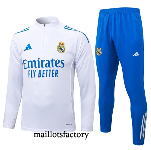 Achat Survetement Enfant Real Madrid 2025/26 Blanc/Bleu