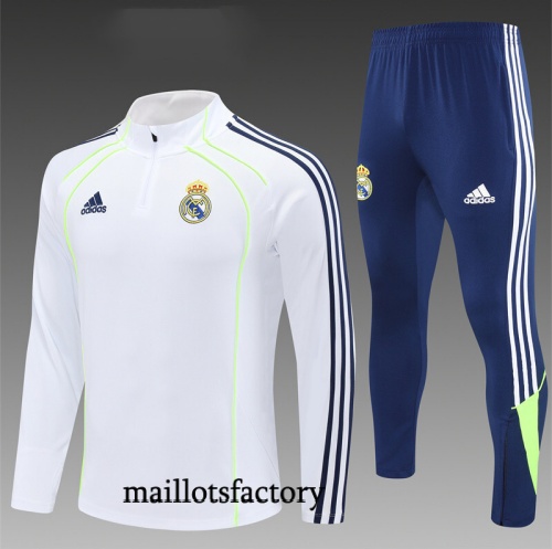 Achetez Survetement Enfant Real Madrid 2025/26 Blanc/Bleu/Vert