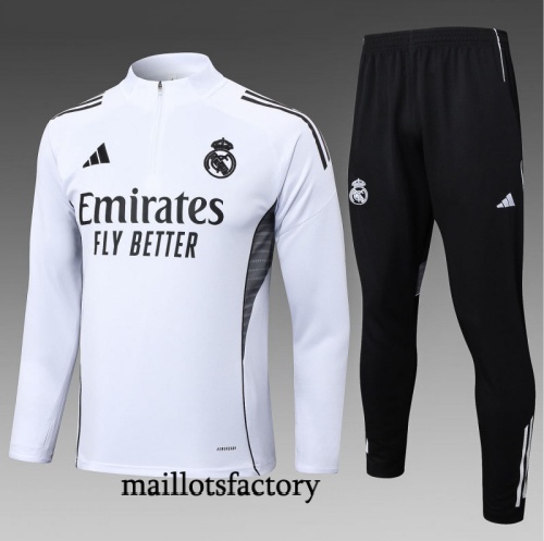Site Survetement Enfant Real Madrid 2025/26 Blanc/Noir