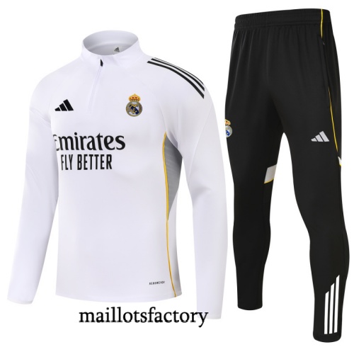 Achat Survetement Enfant Real Madrid 2025/26 Blanc/Noir