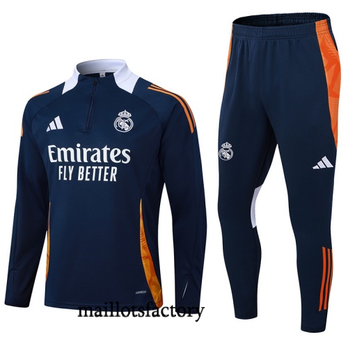 Achetez Survetement Enfant Real Madrid 2025/26 Bleu Marine/Blanc/Orange