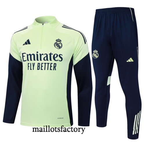 Grossiste Survetement Enfant Real Madrid 2025/26 Vert/Bleu Marine