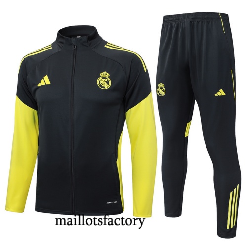 Site Veste Survetement Enfant Real Madrid 2025/26 Gris foncé/Jaune