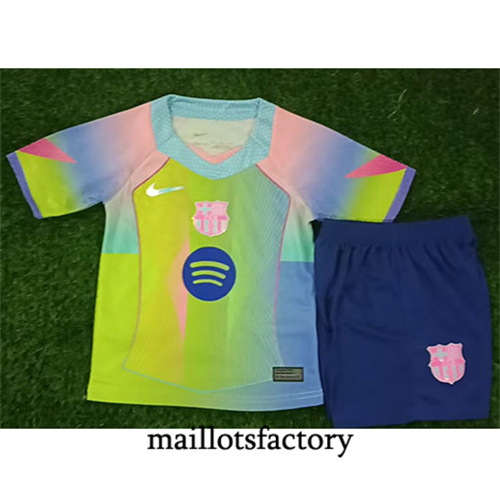 Maillot du Barcelone Enfant 2025/26 Vert Fluorescent