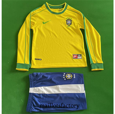 Maillot du Retro Bresil Enfant 1998 Domicile Manche Longue