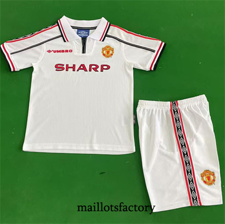 Maillot du Retro Manchester United Enfant 1998-99 Blanc