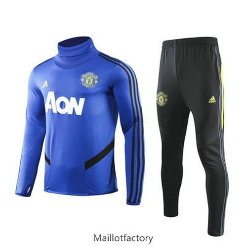 Achetez Survetement Manchester United 2019/20 Bleu/Noir Col Haut