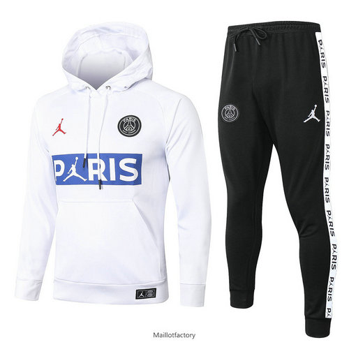 Pas cher Survetement PSG 2020/21 a Capuche Blanc/Bleu PARIS Jordan