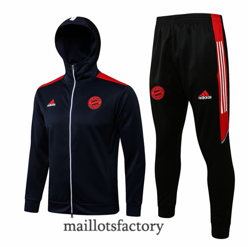Achat Veste Survetement du Bayern Munich 2021/22 à Capuche Champions League Bleu Marine