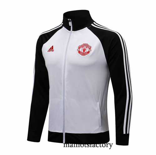 Achat Veste foot Manchester United 2021/22 Blanc/Noir Col Haut