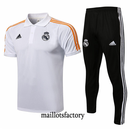 Site Kit d'entrainement Maillot du Real Madrid Polo 2021/22 Blanc/Orange