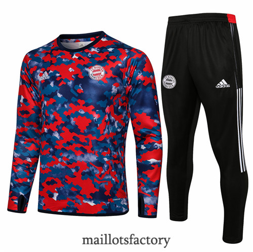 Site Survetement du foot Bayern Munich 2021/22 Bleu/Rouge Col Rond