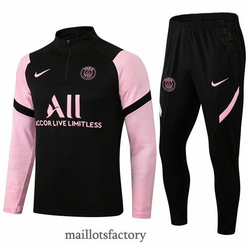 Grossiste Survetement du foot PSG 2021/22 Noir/Rose2021/22