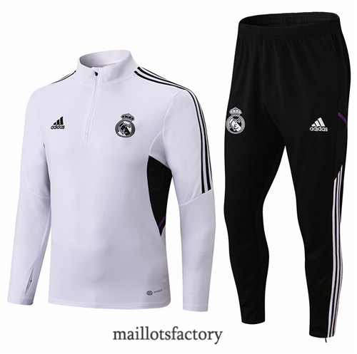 Achat Survetement du foot Real Madrid 2022/23 Blanc/Noir y449