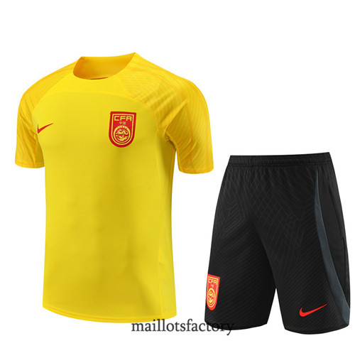 Kit d'entrainement Maillot du Chine + Short 2023/24 Jaune factory 0435