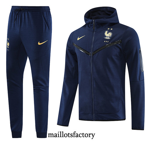 Achat Maillot Veste Survetement de foot France 2023/24 à capuche Bleu Marine factory 1005