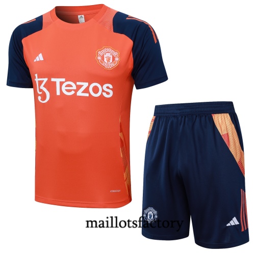 Soldes Maillot d'entrainement Manchester United + Shorts 2024/25 Orange Kit