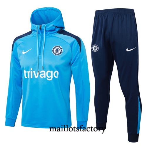 Soldes Survetement Sweatshirt Chelsea à capuche 2024/25 Bleu