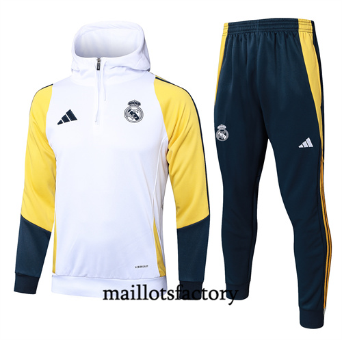 Nouveau Survetement Sweatshirt Enfant à capuche Real Madrid 2024/25 Blanc
