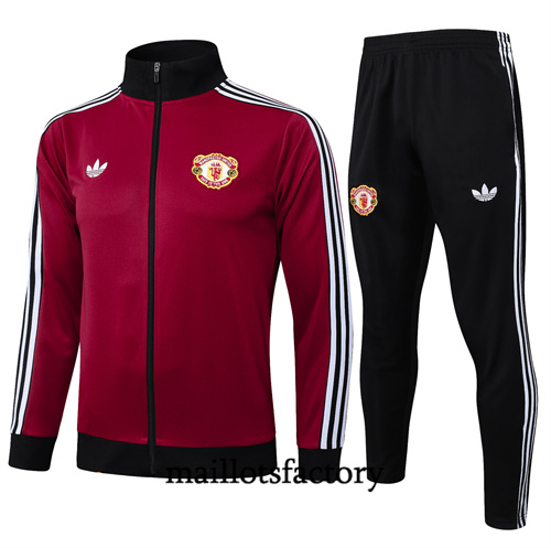 Nouveau Veste Survetement Manchester United 2024/25 rouge bordeaux