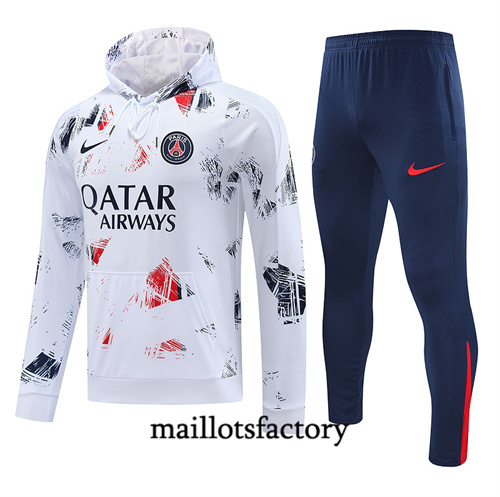 Site Survetement Sweatshirt Paris Saint Germain à capuche 2024/25 Blanc