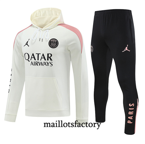 Soldes Survetement Sweatshirt Paris Saint Germain à capuche 2024/25 abricot