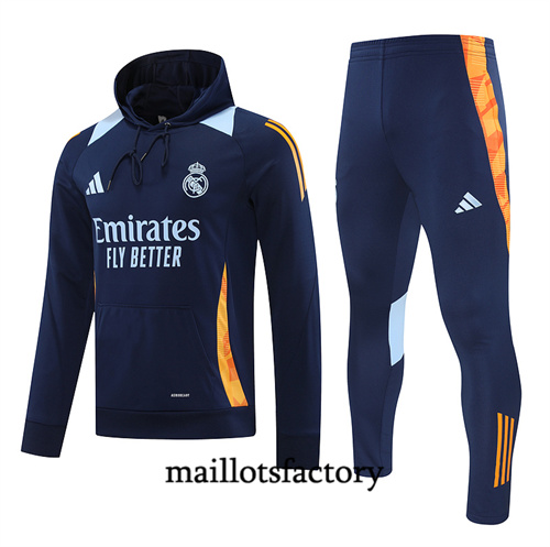 Nouveau Survetement Sweatshirt Real Madrid à capuche 2024/25 bleu royal