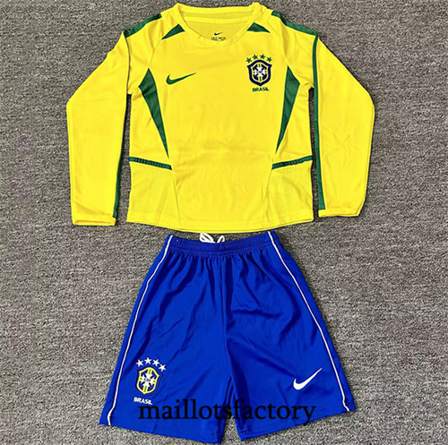Maillot du Retro Brésil Enfant 2002 Domicile Manche Longue