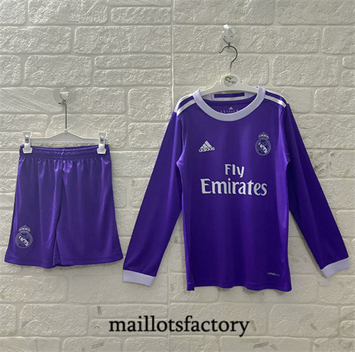 Maillot du Retro Real Madrid Enfant 2016-17 Exterieur Manche Longue