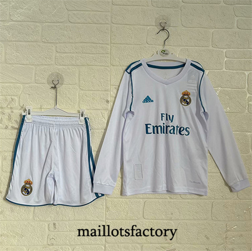 Maillot du Retro Real Madrid Enfant 2017-18 Domicile Manche Longue