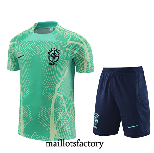 Achat Maillot du Brésil + Short 2022/23 vert fac tory s0406
