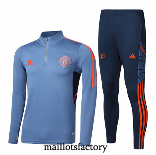 Maillots factory 23283 Survetement Enfant du foot Manchester United 2022/23 Bleu Pas Cher Fiable